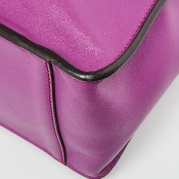 Fendi Purple Vitello Shine Leather/Suede Large Flip Bag 8BT303 - Picture 4 of 11